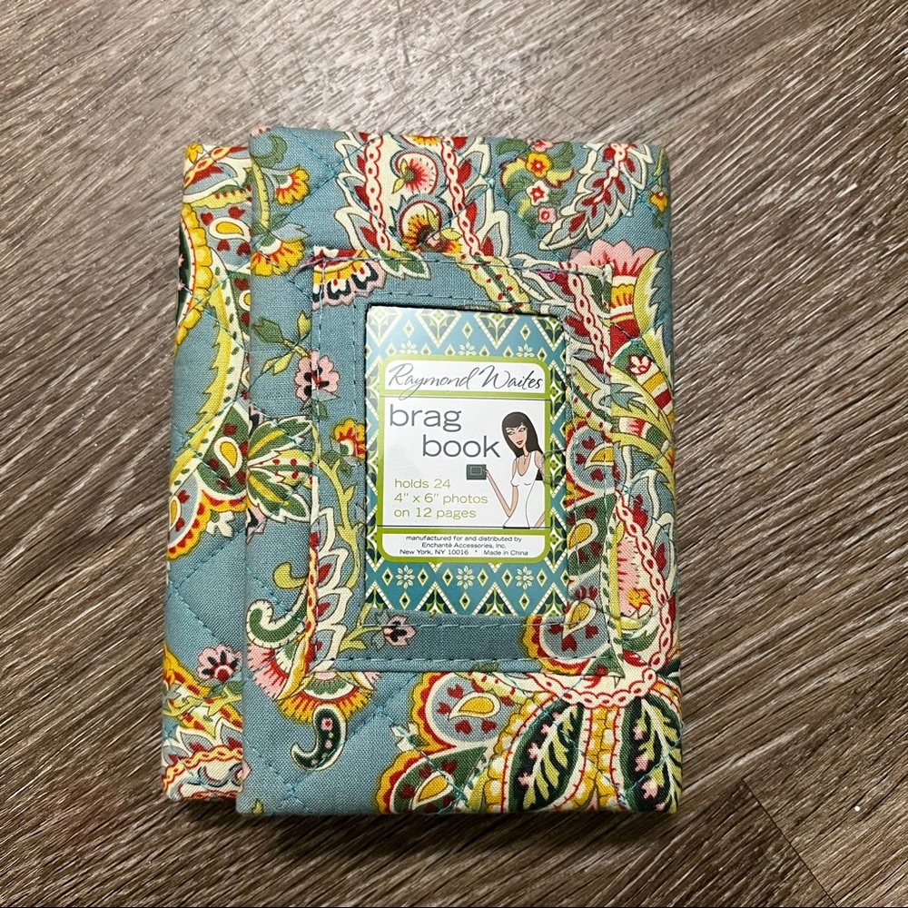 Raymond Waites Turquoise Paisley Quilted Photo Storage Album Brag Book